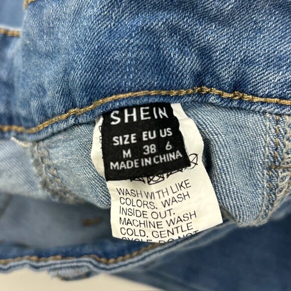 Shein Raw Hem Flare Women's size Medium M Blue Denim jeans - Picture 2 of 4